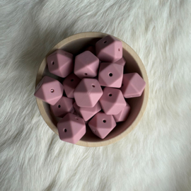 Hexagon 17mm bead with 4 holes - blush 2