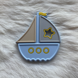 Boat teether - soft blue