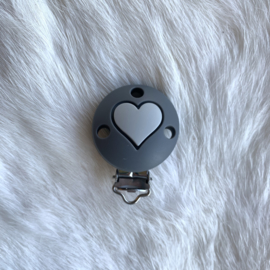Speenclip siliconen - donkerder grijs met licht grijs hart