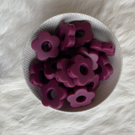 Round flower bead - wine red