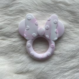 Mini mouse teether - marble fuchsia