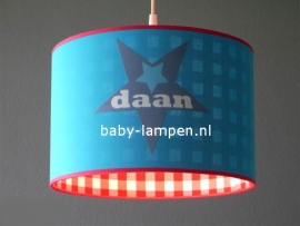 Jongenslamp met naam 3x  Daan in ster aquablauw en rood