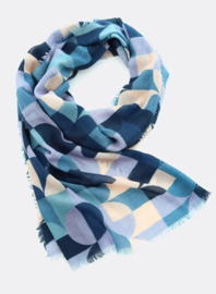 Wollen sjaal Geomatric | Blauw
