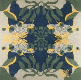 Wollen vierkante sjaal Abysse | Groen - blauw