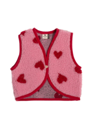 Wollen baby gilet | Lulu | Bubble gum heart