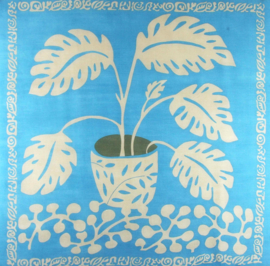 Wollen vierkante sjaal Monstera | Blauw