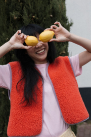Wollen gilet Camino | Koraal & lila