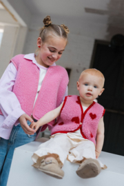Wollen baby gilet | Lulu | Bubble gum heart
