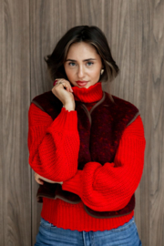 Wollen gilet Camino | Red Multi dots