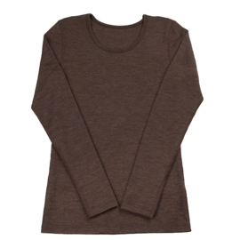 Dames basic longsleeve 100% wol | Bruin