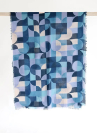 Wollen sjaal Geomatric | Blauw