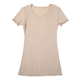 Dames T-shirt - Donkerbeige | wol/zijde