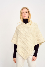 Glencar Klassieke Aran poncho | Wit