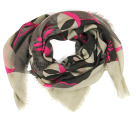 Wollen vierkante sjaal Abysse | Grijs - rose