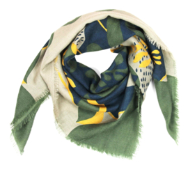 Wollen vierkante sjaal Abysse | Groen - blauw