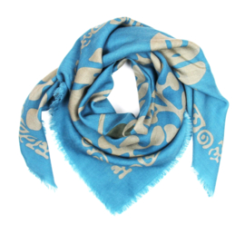 Wollen vierkante sjaal Monstera | Blauw
