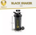 4Gold Shaker, lekvrije sport waterfles, BPA-vrij,  zwart, 700ml