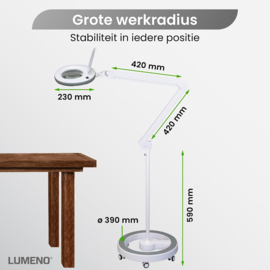 Loeplamp-127mm LENS-5 dioptrie-60LED-Statief
