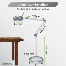 Loeplamp-127mm LENS- 5 dioptrie-60LED-Statief