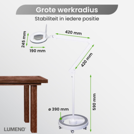 Loeplamp-110x150mm LENS-5 dioptrie-60LED-Statief