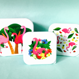 Snack lunch boxjes flamingo