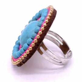 Ibiza ring roze turquoise