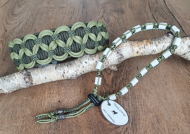 Paracord Halsband Luna en Tekenband Set Groen