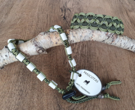 Paracord Halsband  Luna en Tekenband Set Groen