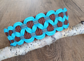 Paracord Halsband Luna Turquoise / Chocolate Brown