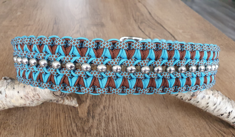 Paracord Halsband Pip Turquoise / Chocolate Brown