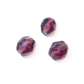 Frosted purple glass bead with light bicone form