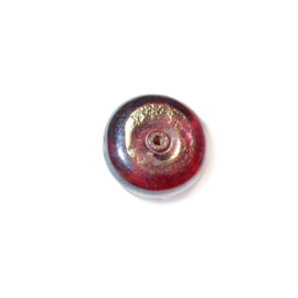 Purple brownish discusform glass bead, luster