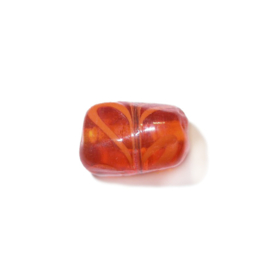 Orange cylinderform glass bead with dark orange spots