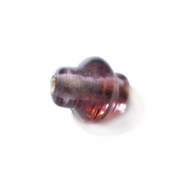 Purple glass bead with a belly in the middle of the bead