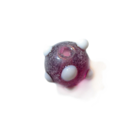 Purple glassbead with white dots