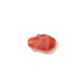 Orange glass bead with some lighter reliëf
