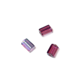 Purple, tubeform glass bead with luster