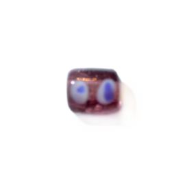 Purple glass bead with white and Blue dots