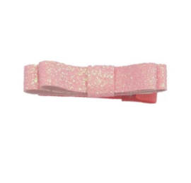 Alligatorclip met roze glitter strik