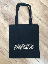 PANTERTJE | katoenen tas zwart met panterprint