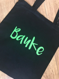 Zwarte katoenen tas met naam