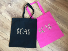 ROAR | katoenen tas roze met panterprint