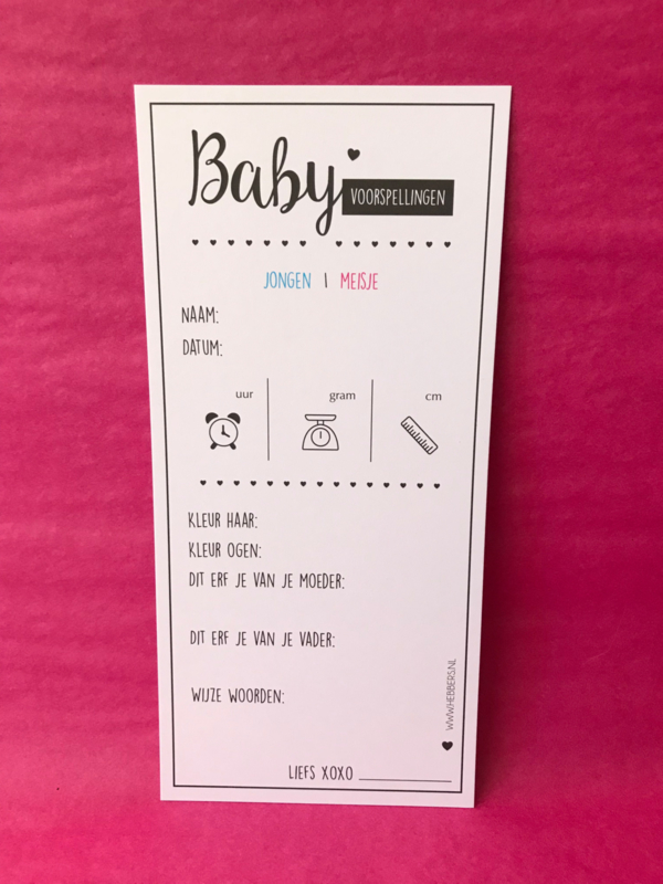 Hedendaags Baby Voorspellingskaarten | Baby wens en voorspellingskaarten LS-09