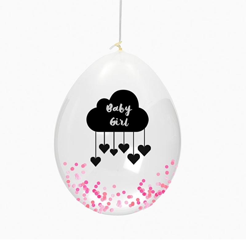 Ballonnen | Baby Girl transparant met confetti