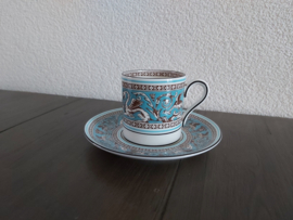 Florentine Turquoise - Espresso- of mokka kop en schotel