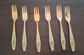 Royal Albert - Set van 6 goudkleurige gebaksvorkjes