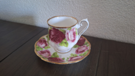 Old English Rose - Kop en schotel (Hampton Shape klein)