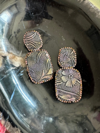 oorbellen bead embroidery parelmoer en abalone shell