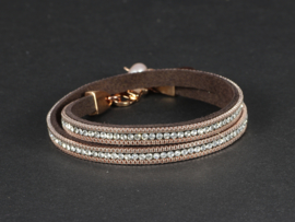 armband suède kristallen rosegoud