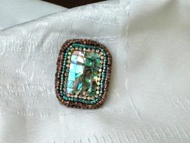 Beaded brooch abalone shell